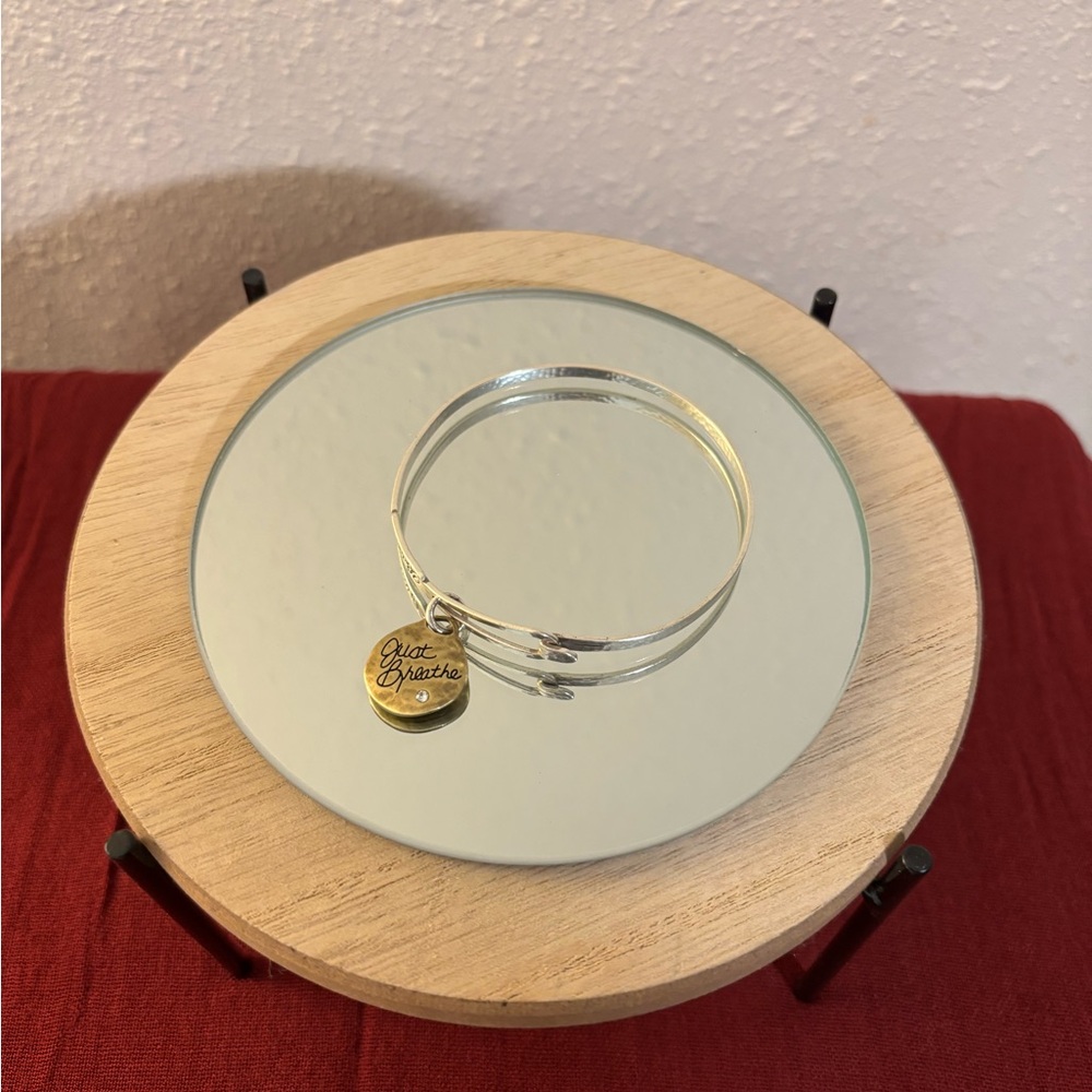 Brighton Silver Bangle Bracelet with Gold Charm